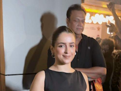 Sanya Malhotra arrived at the event in a black sleeveless dress.