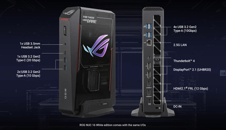 Asus ROG NUC 16 mini PC ports offering