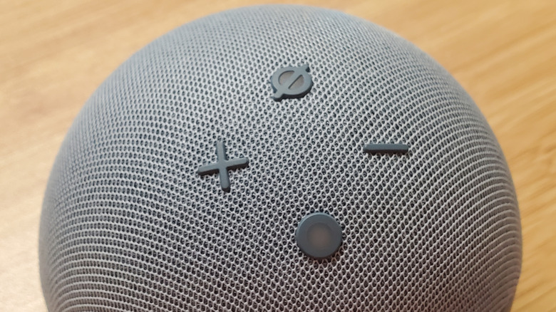 The physical controls of an Amazon Echo Dot