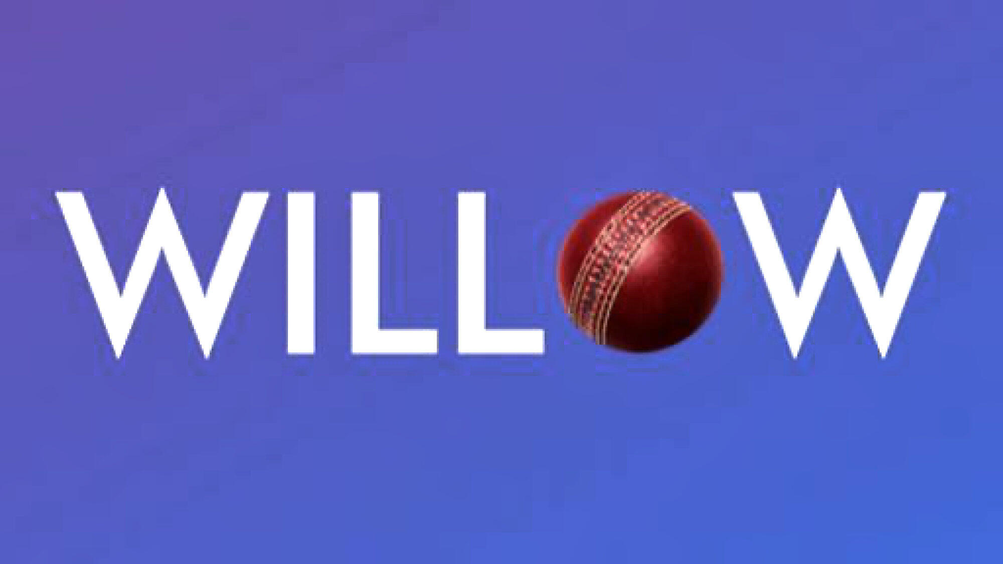 The logo for sports streaming service Willow TV on a purple background.