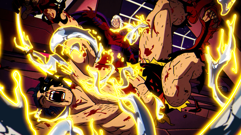 Magneto ripping adamantium out of Wolverine in 'X-Men '97' Season 1.