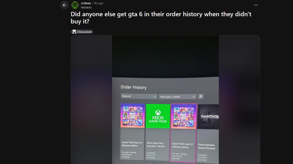 Grand Theft Auto VI Xbox Pre-Order Glitch