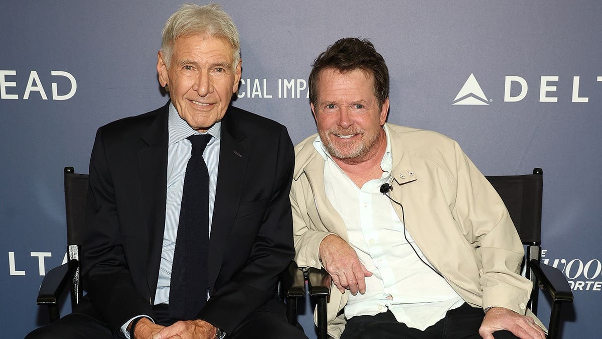 Harrison Ford and Michael J. Fox at the Social Impact Summit in Los Angeles in July 2026.