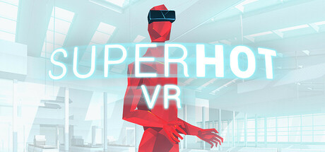Superhot VR Steam header art with red shattering enemies