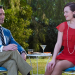 A still of Don Draper (John Hamm) and Peggy Olsen (Elizabeth Moss) sitting outdoors from Mad Men