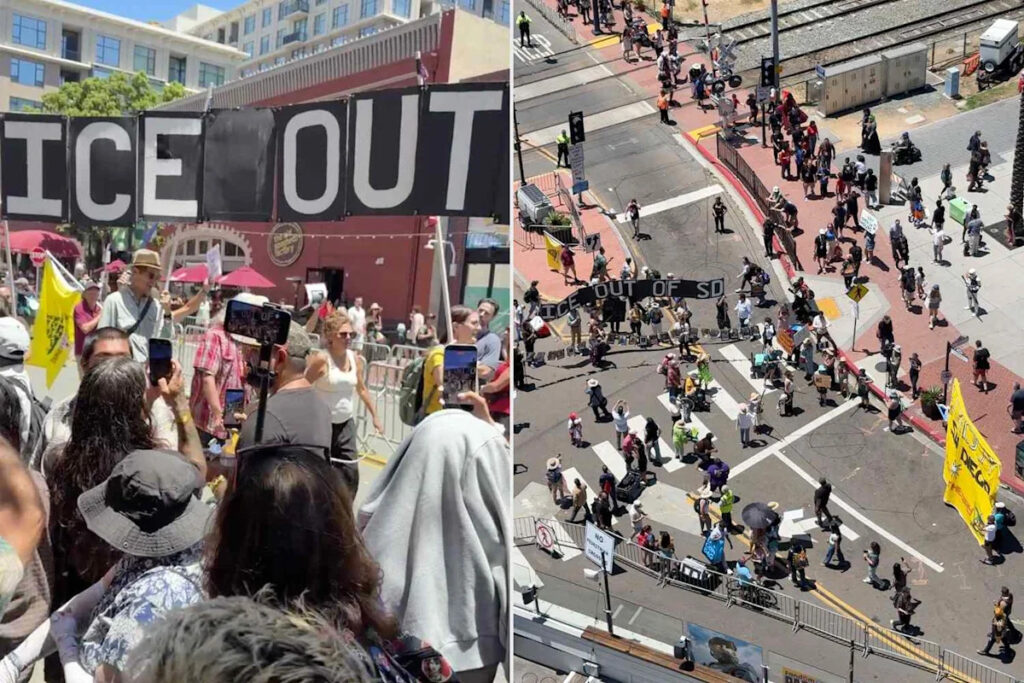 Anti-ICE protest erupts outside San Diego Comic
