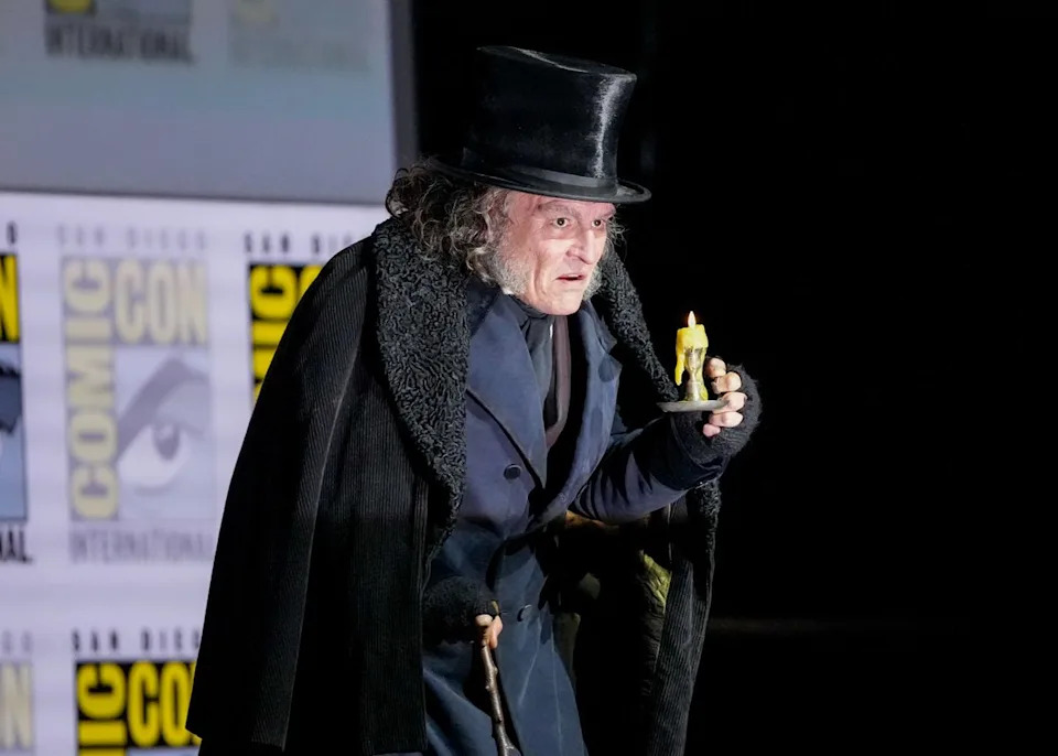 Johnny Depp dressed as Ebenezer Scrooge at "Collider's Directors on Directing" panel