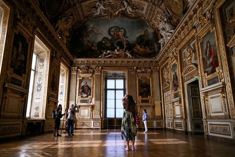 Louvre's Apollo Gallery reopens to public after 2025 crown jewels heist, in Paris