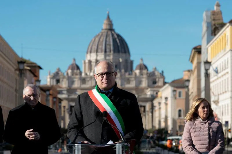 Inauguration of a new underpass for a major road junction near the Vatican, in Rome
