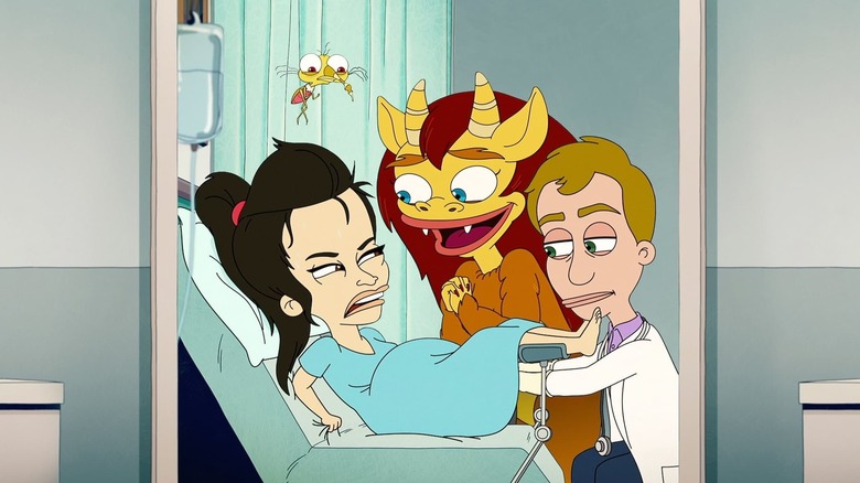 Connie encouraging Becca to give birth on Human Resources