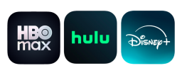 Disney+, HBO Max, and Hulu logos side by side