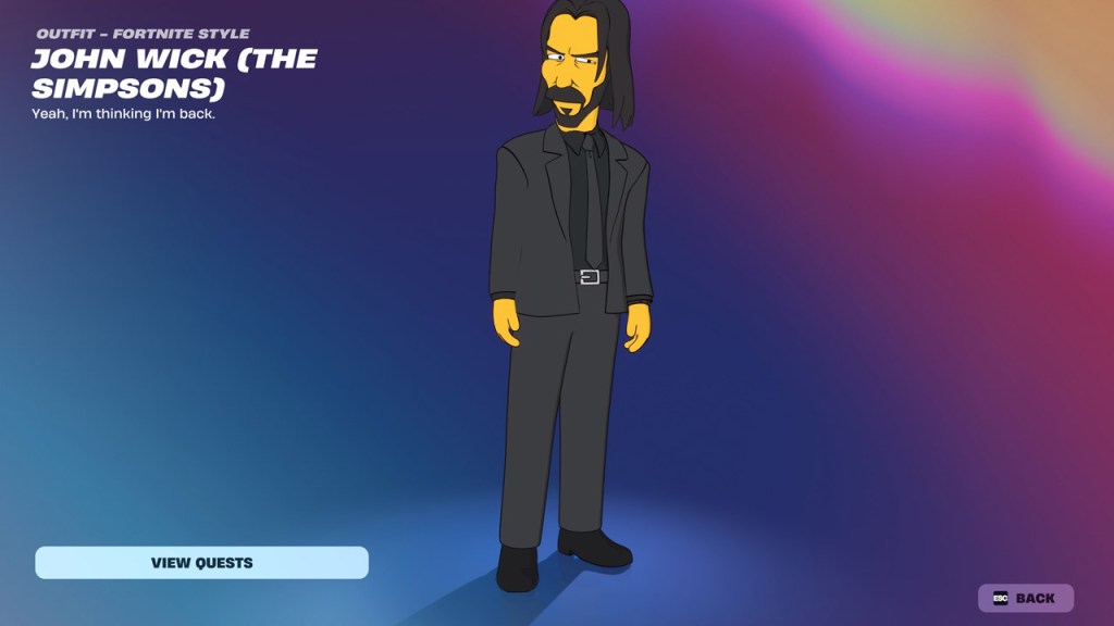 John Wick Fortnite Skin The Simpsons Edit Style