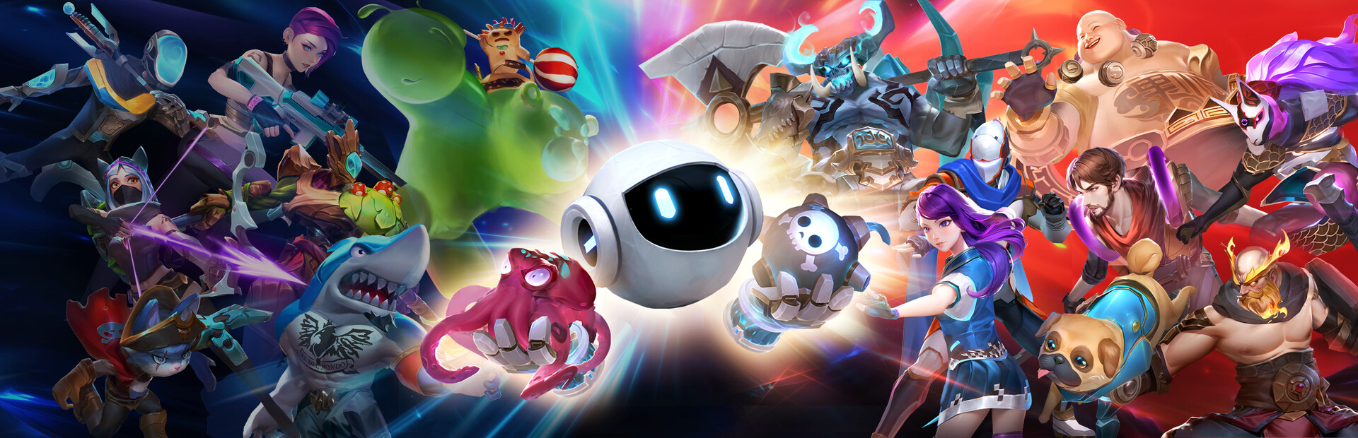 Quantaar key art showing colorful competitive VR party brawler characters