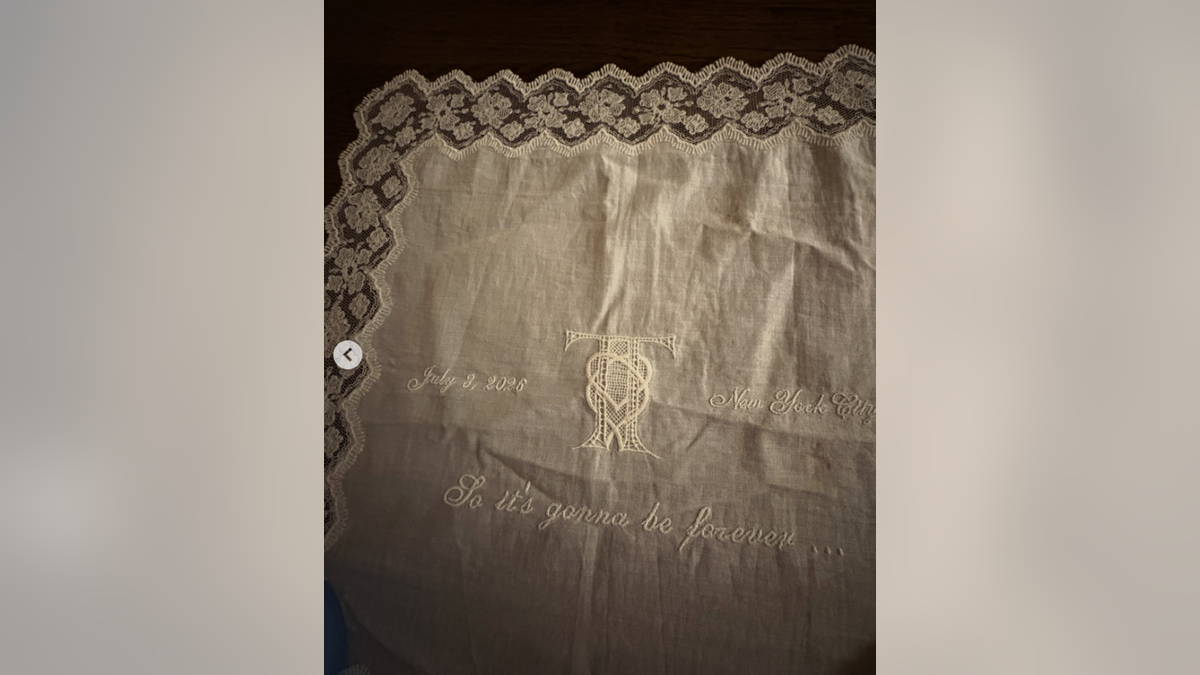 A handkerchief from Taylor Swift and Travis Kelce's wedding