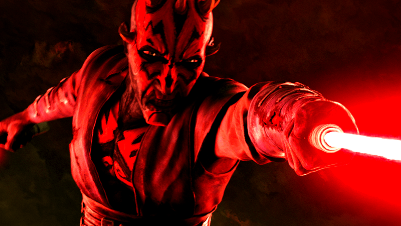 Darth Maul with Red lightsaber in Maul Shadow Lord.