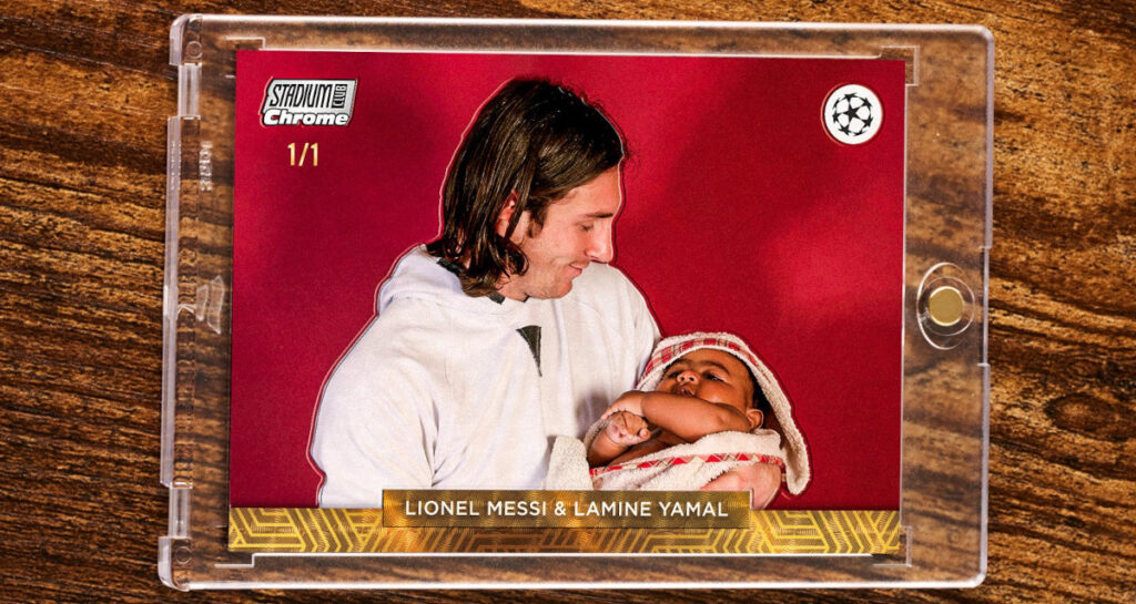Photo of Lionel Messi Holding Baby Lamine Yamal To Be Turned Into a Collectible Trading Card
