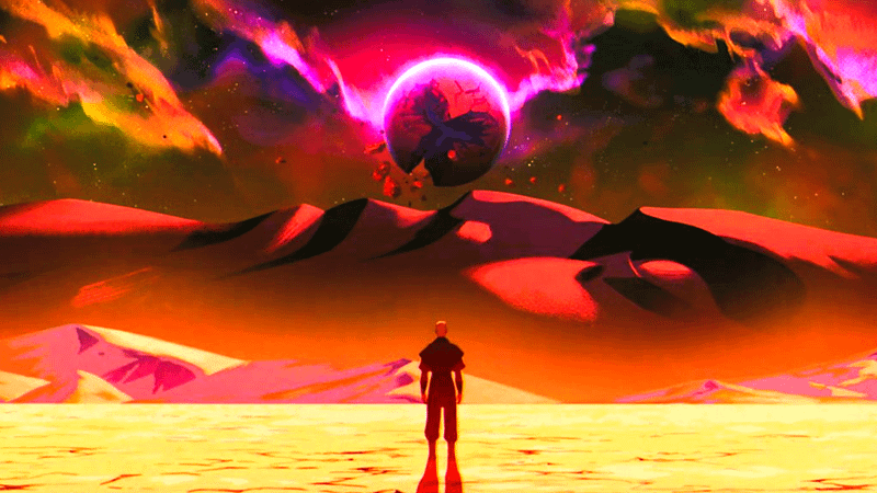 Professor X inside Magneto's mind looking at Magneto helmet planet in 'X-Men '97' Season 2.