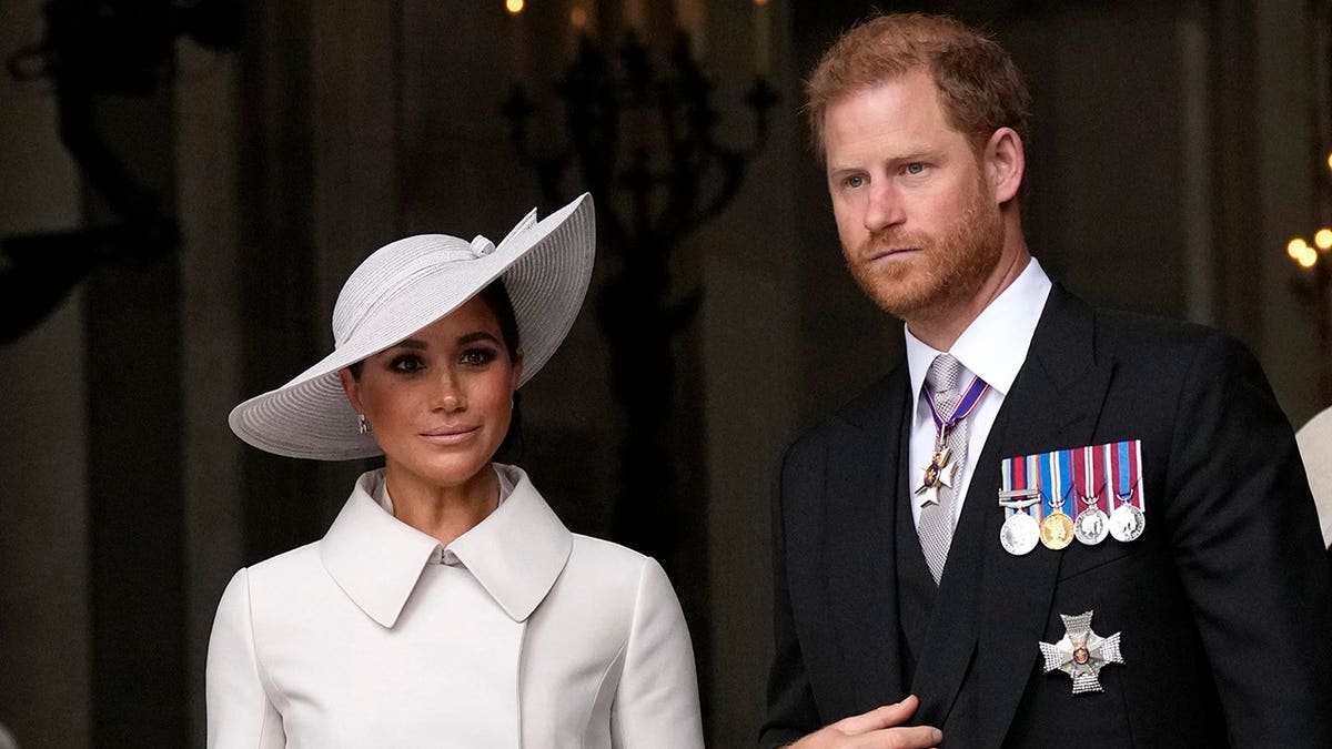 Prince Harry and Meghan Markle leaving St Paul's Cathedral in London