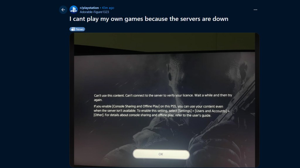 PSN Down Status Disconnect