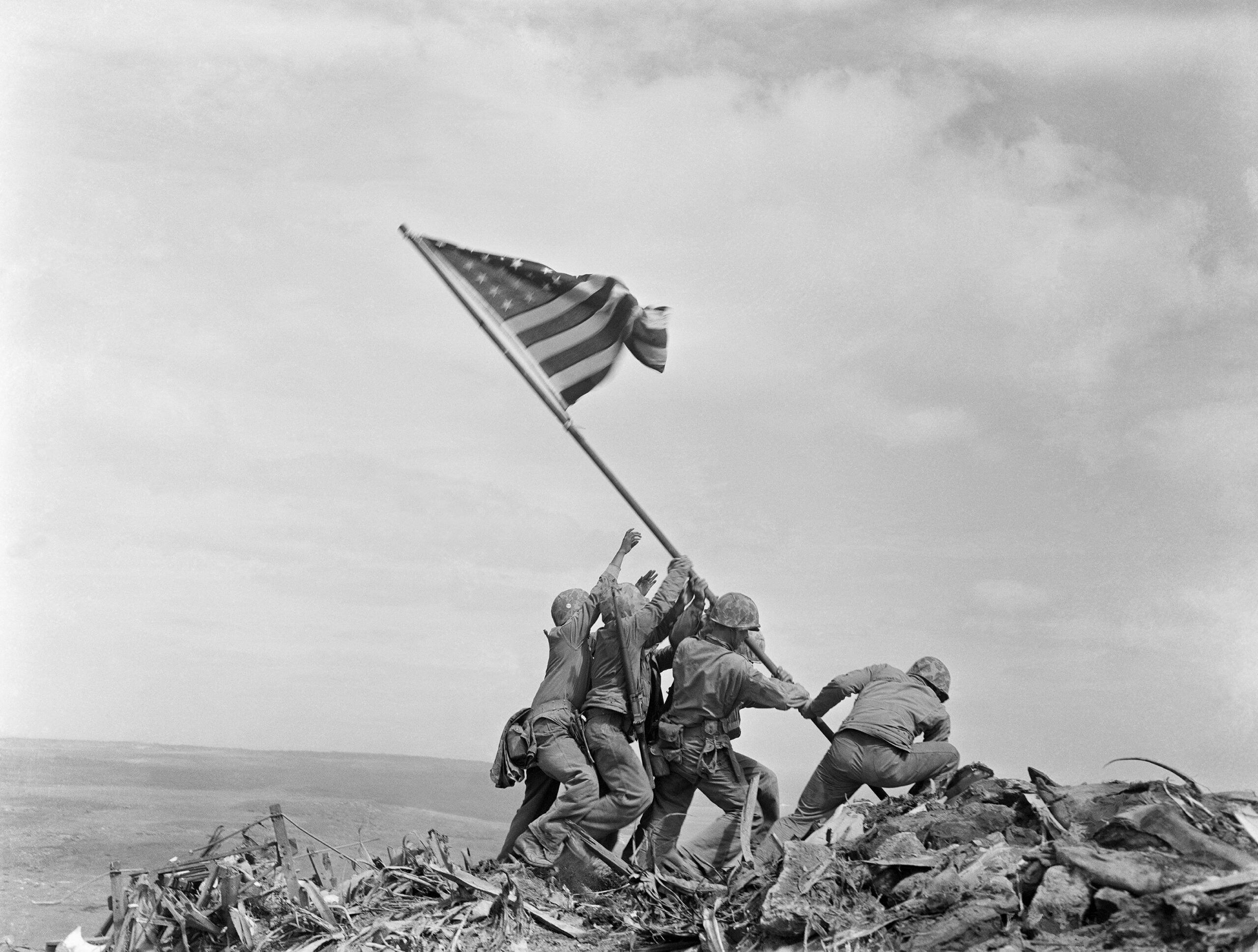The iconic flag-raising on Iwo Jima, Japan photographed in February 1945, came to symbolise US military strength and America's rise as a global superpower at the end of the Second World War.