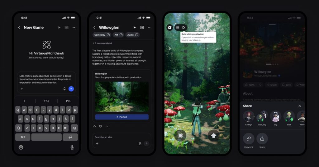 Roblox announce plans to let people AI generate basic games using text prompts stuck into a mobile app, but claim that won’t fill their homepage with AI slop