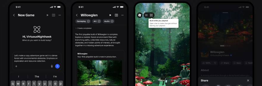 Roblox’s new mobile Build tool lets users create entire games for the UGC platform with an AI text prompt Roblox’s new mobile Build tool lets users create entire games for the UGC platform with an AI text prompt