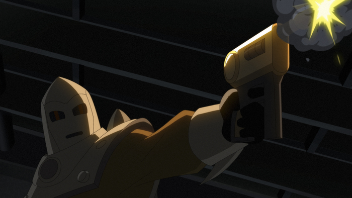Roxy Rocket firing a gun in season 2 of Prime Video's "Batman: Caped Crusader"
