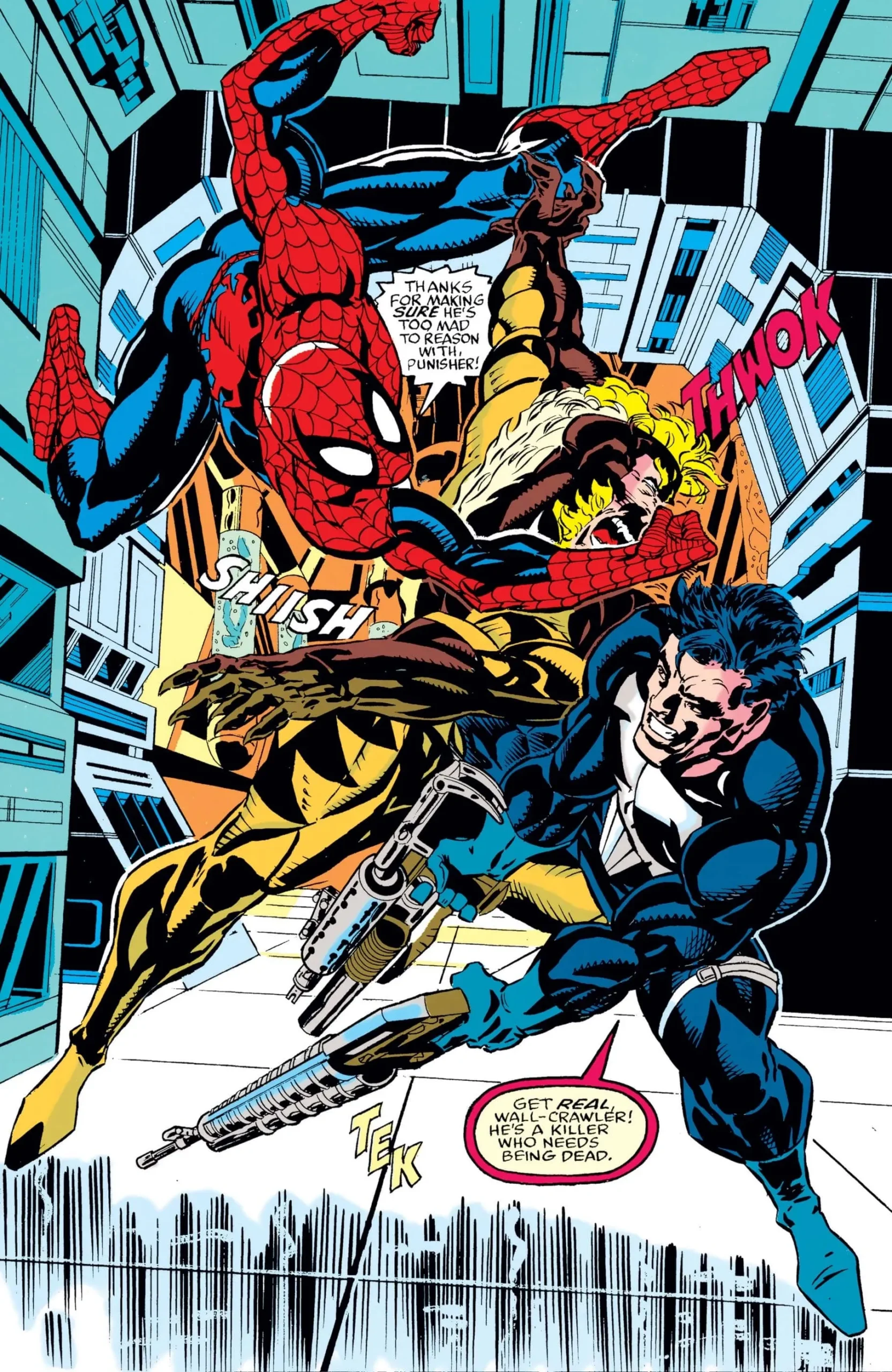 Spider-Man, Punisher, and Sabretooth