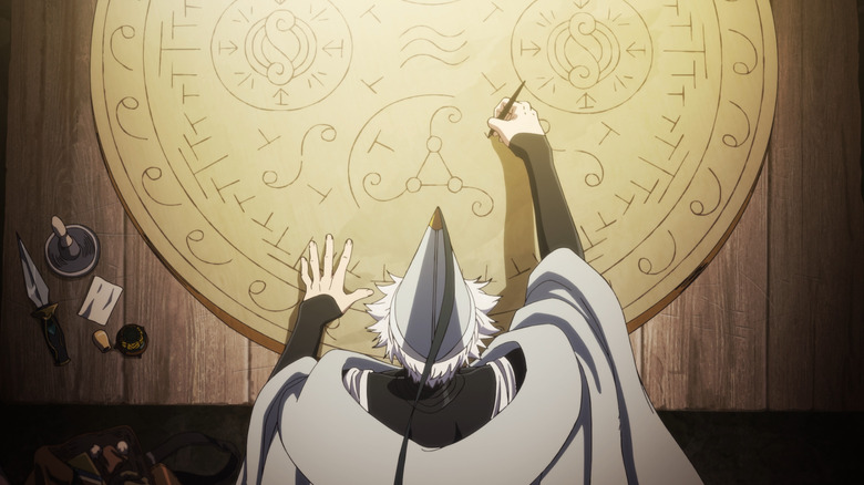 Qifrey drawing a magic casting seal in Witch Hat Atelier