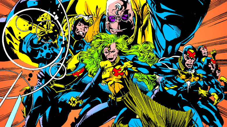 X-Factor by Peter David Vol. 1 cover - Havok, Strong Guy, Polaris, and Multiple Man together