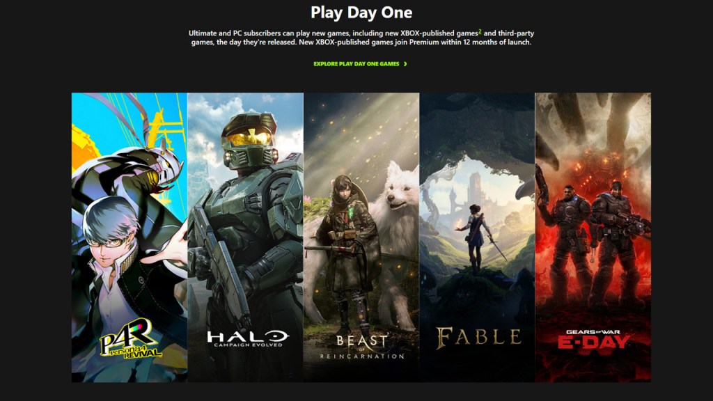 Xbox Game Pass Day One Titles