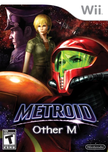 Samus and supporting characters on the box art for Metroid Other M for Nintendo Wii.