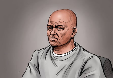 A sketch of Ralph Carr in the Victorian county court on 17 August.