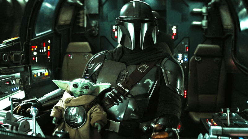 Grogu and Din Djarin in The Mandalorian.