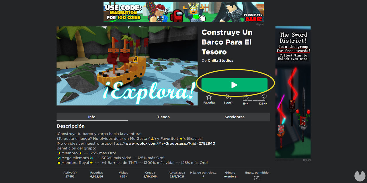 Roblox - Game page