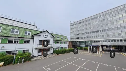 The Elstree Project Exterior of studios with buttons where users can navigate around.