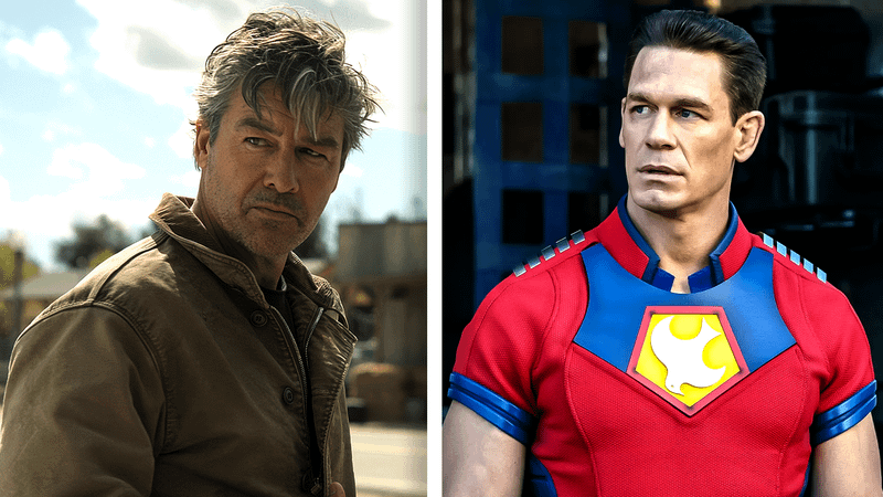 Kyle Chandler as Hal Jordan in Lanterns and John Cena as Peacemaker.