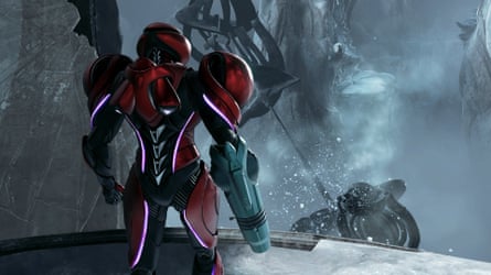 Samus in an icy environment in Metroid Prime 4