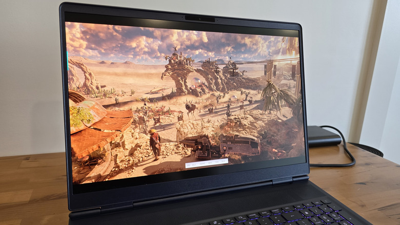 Alienware 16X Aurora gaming laptop running the "Steel Nomad" benchmark tool from 3DMark