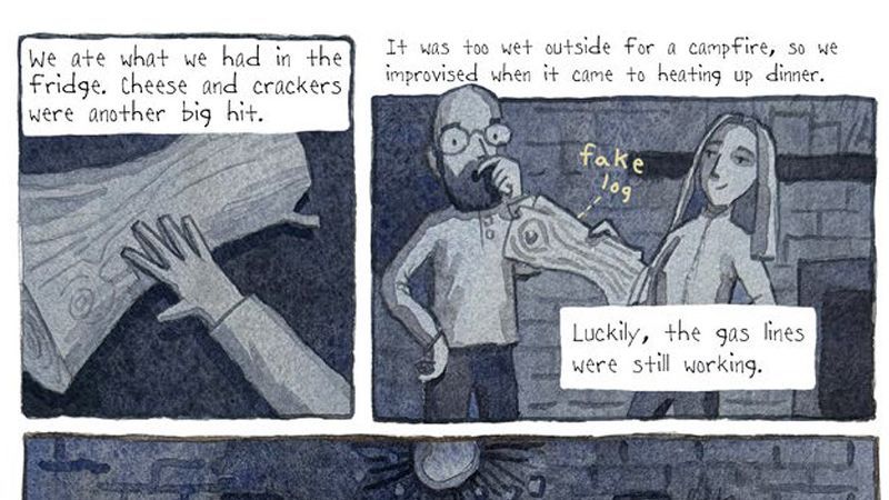 An excerpt from the story "The Audacity of Sadness” from the graphic novel "Islands in the Sky," which tells the story of 11 Helene survivors. (Credit: Jarrett Rutland / Appalachia Comics)