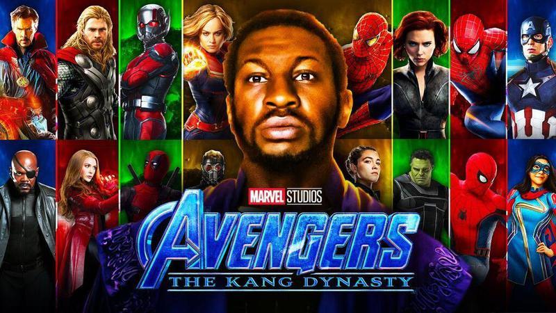 Jonathan Majors as Kang and the Avengers.