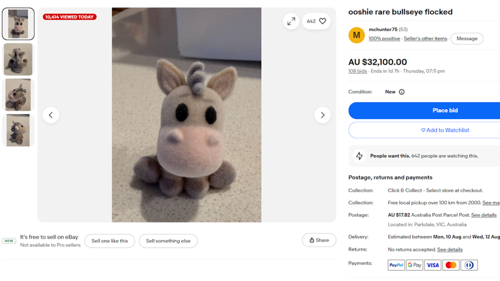 Ultra-rare Ooshie listed for k as collectibles craze heats up