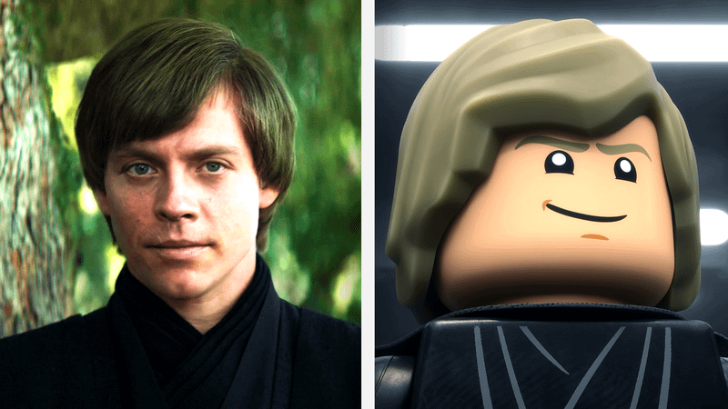 Luke Skywalker in live-action and animation.