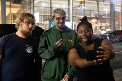 Streamer N3on takes a selfie with fans at an event in New York. Reuters