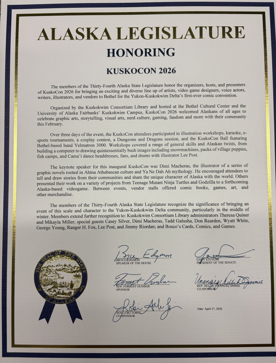 The KuskoCon 2026 legislative citation was signed by state lawmakers on April 27, 2026.