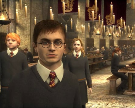 This image, released by publisher Electronic Arts, shows young wizard Harry Potter and his friends at Hogwart’s school in “Harry Potter and the Order of the Phoenix,” a new game for the Xbox 360, PlayStation 2 and 3 and Wii. (AP Photo/Electronic Arts)computer console game