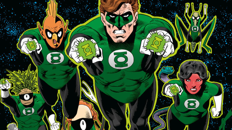 various aliens species in the Green Lantern Corps wield their rings in "Green Lantern" #127
