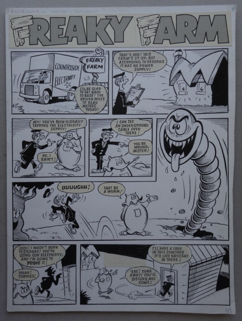 Buster and Monster Fun Holiday Special 1983 Freaky Farm Original Comic Artwork – Artist Unknown
