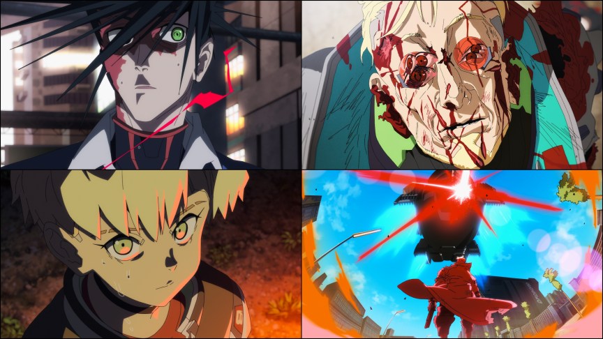 Collage of photos from the anime Cyberpunk: Edgerunners 2.
