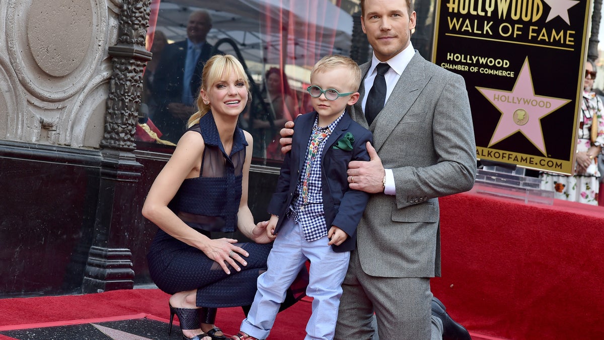 Chris Pratt, Anna Faris and son Jack Pratt attend the ceremony honoring Chris Pratt with a star on the Hollywood Walk of Fame on April 21, 2017 in Hollywood, California